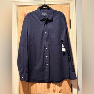 Club Room Shirt Mens Size XL Blue White Button Down Long Sleeve Dots NEW